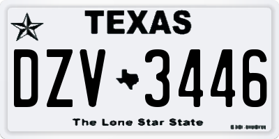 TX license plate DZV3446