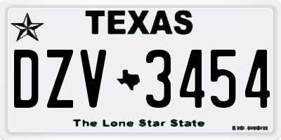 TX license plate DZV3454