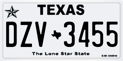 TX license plate DZV3455