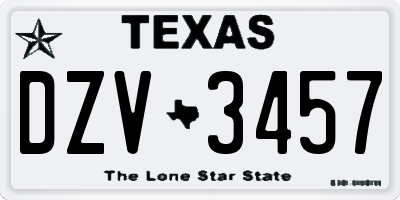 TX license plate DZV3457