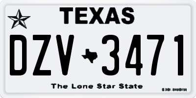 TX license plate DZV3471
