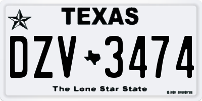 TX license plate DZV3474