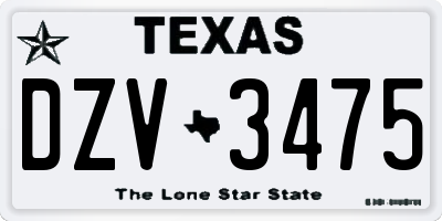 TX license plate DZV3475