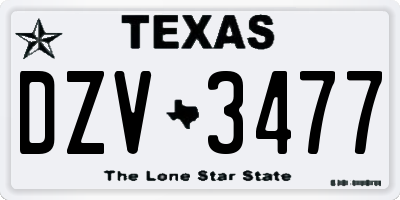 TX license plate DZV3477