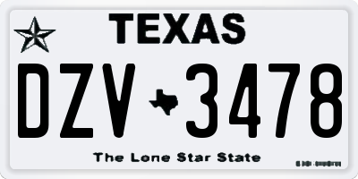 TX license plate DZV3478