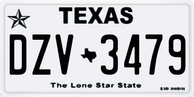 TX license plate DZV3479