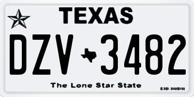 TX license plate DZV3482