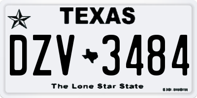 TX license plate DZV3484