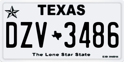 TX license plate DZV3486