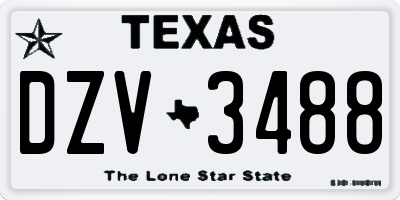 TX license plate DZV3488