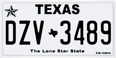 TX license plate DZV3489
