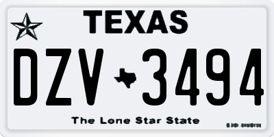 TX license plate DZV3494