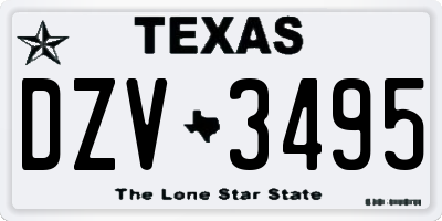 TX license plate DZV3495