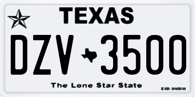TX license plate DZV3500