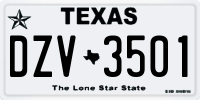 TX license plate DZV3501
