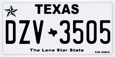 TX license plate DZV3505