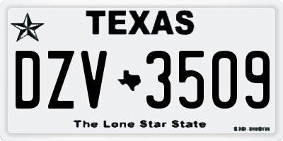 TX license plate DZV3509