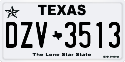 TX license plate DZV3513