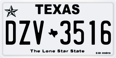 TX license plate DZV3516
