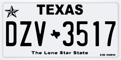 TX license plate DZV3517