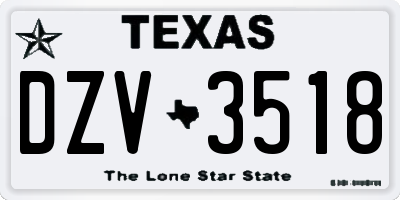 TX license plate DZV3518