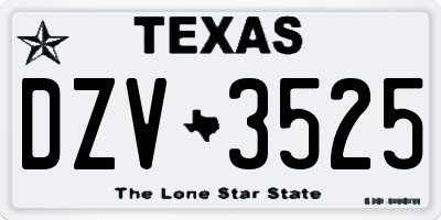 TX license plate DZV3525