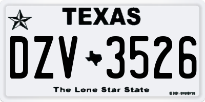 TX license plate DZV3526