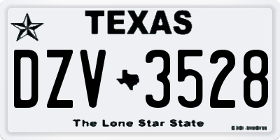 TX license plate DZV3528