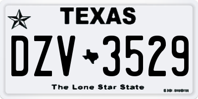 TX license plate DZV3529