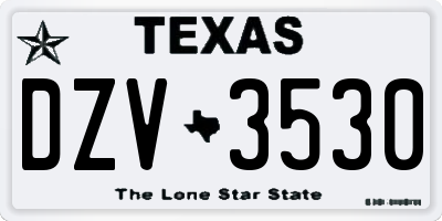 TX license plate DZV3530