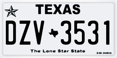 TX license plate DZV3531