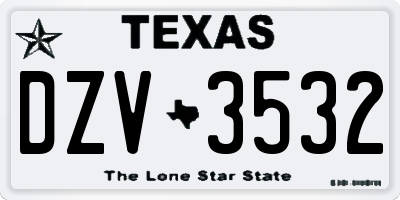 TX license plate DZV3532