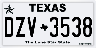 TX license plate DZV3538
