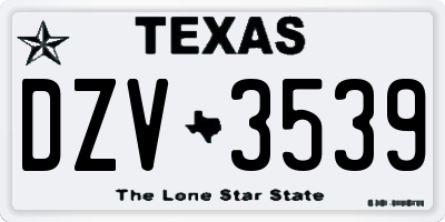 TX license plate DZV3539