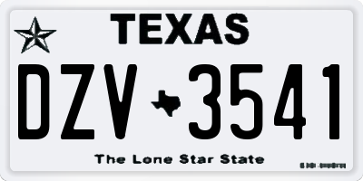 TX license plate DZV3541