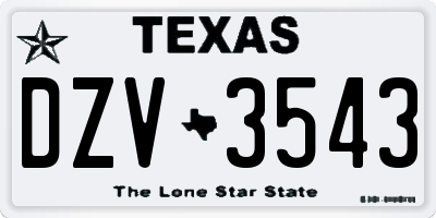 TX license plate DZV3543