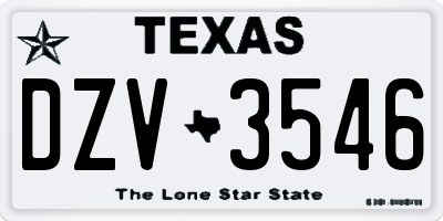 TX license plate DZV3546