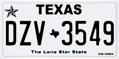 TX license plate DZV3549