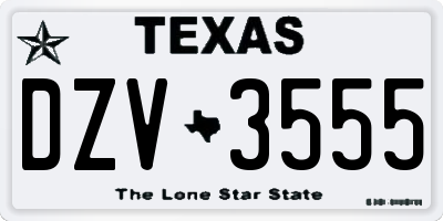TX license plate DZV3555