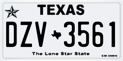 TX license plate DZV3561