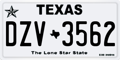 TX license plate DZV3562