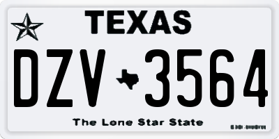 TX license plate DZV3564