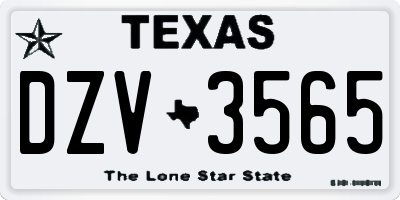 TX license plate DZV3565