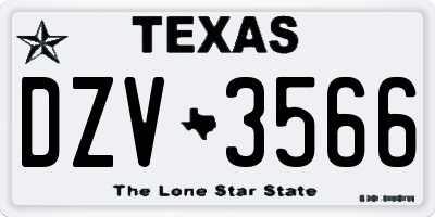 TX license plate DZV3566