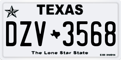 TX license plate DZV3568