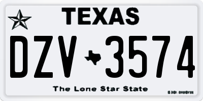 TX license plate DZV3574