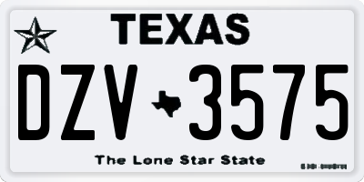 TX license plate DZV3575