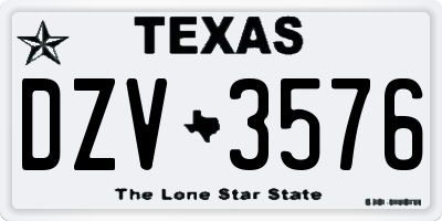 TX license plate DZV3576