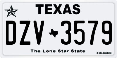 TX license plate DZV3579