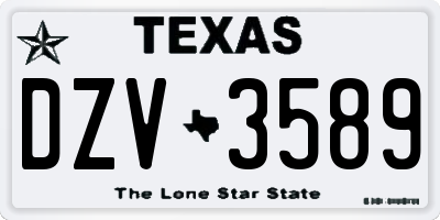 TX license plate DZV3589